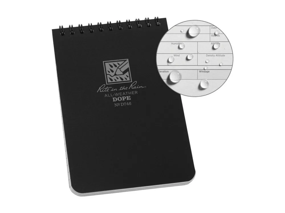Nejprodávanější Voděodolný zápisník Rite in the Rain D.O.P.E LOGBOOK- Černý