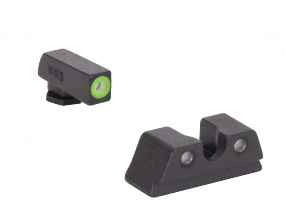 Nová Kolekce Mířidla MEPROLIGHT Hyper-Bright - tritium - žlutá muška, zelené hledí - pro GLOCK 42,43,43X,48,48X