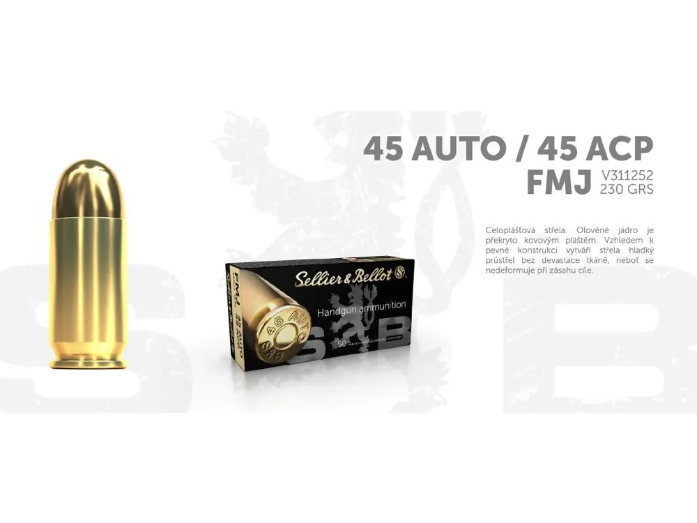 Výhodná Nabídka S&B náboje .45 AUTO\\/.45 ACP 14,9g\\/230grs - 50 ks