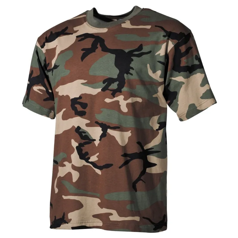 Časově Omezené Bavlněné tričko MFH US T-Shirt 170 g/m2 - Camo