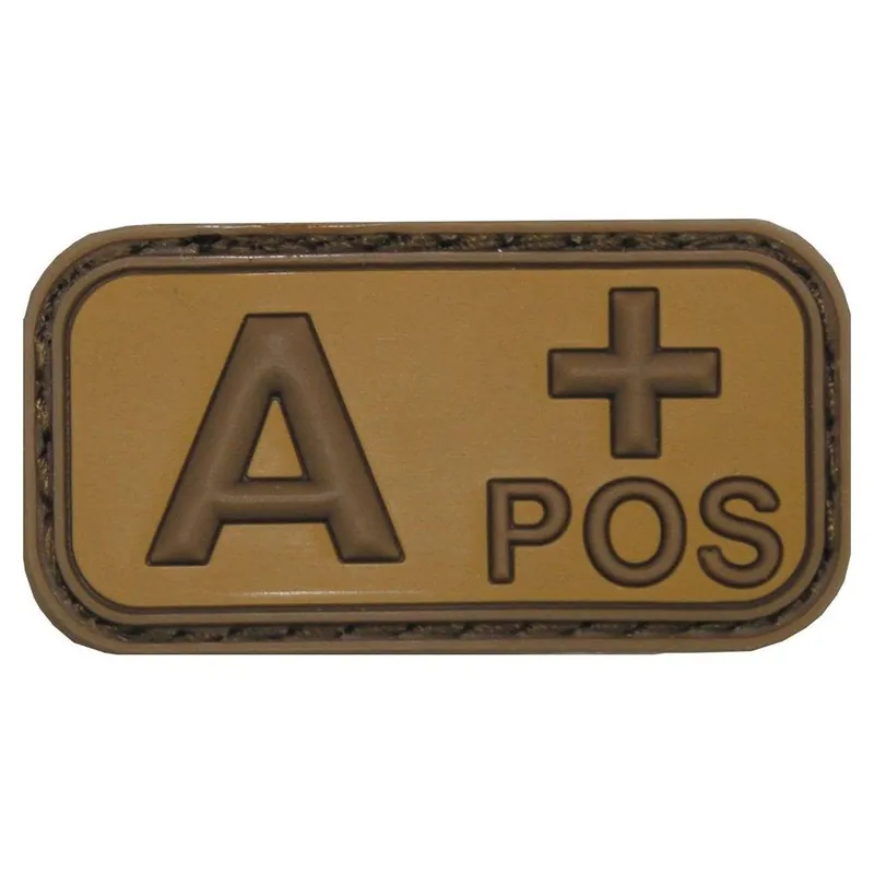 Nášivka na suchý zip s krevní skupinou (A+) (plast 3D) - khaki brown Cenová Bomba