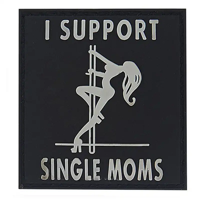 Nášivka na suchý zip I support single mums (plast 3D) - černá Ověřený