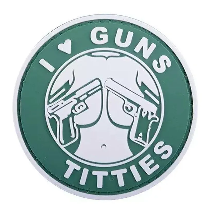 Výprodej Nášivka na suchý zip I Love Guns Titties (plast 3D) - oliva