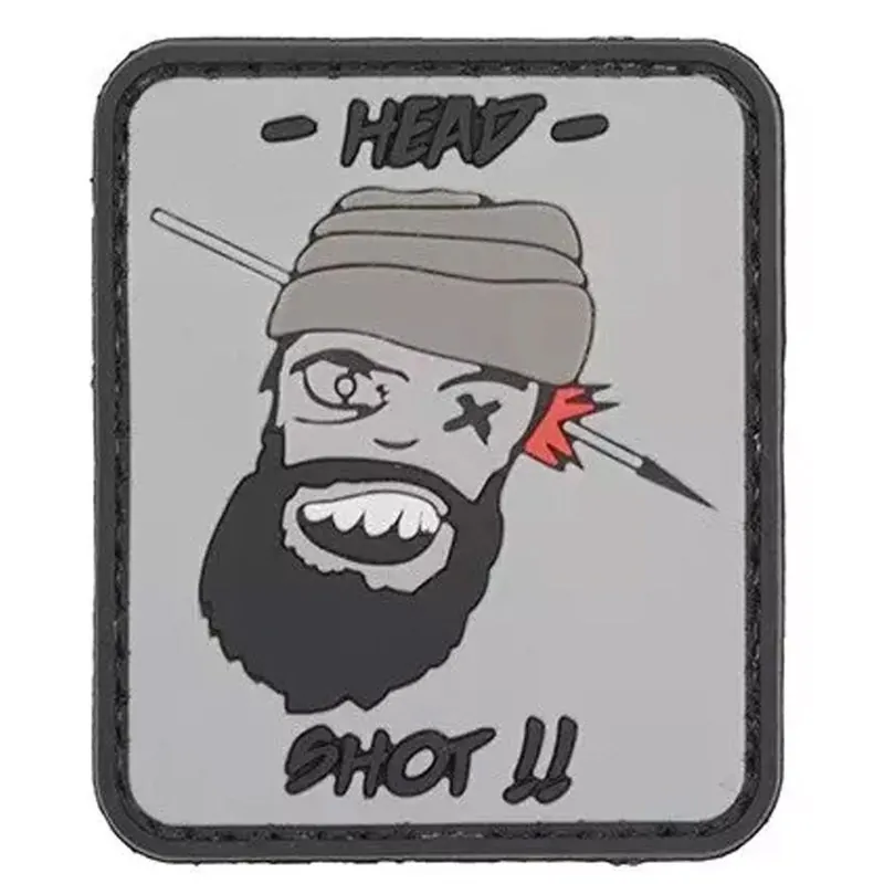 Nášivka na suchý zip Head Shot (plast 3D) - gray Výprodej