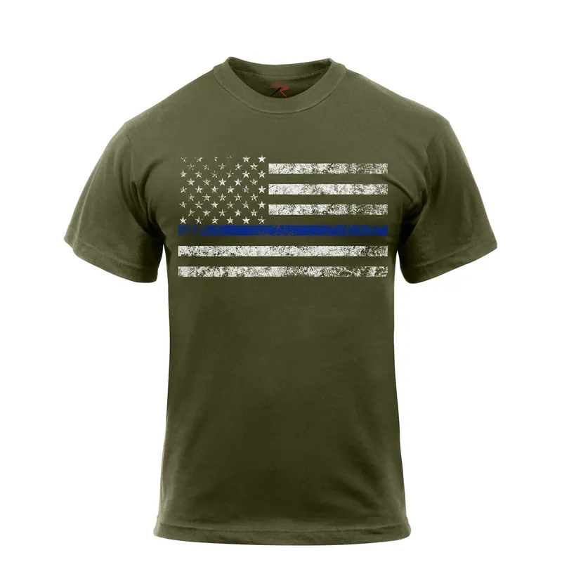 Hit Sezóny Triko THIN BLUE LINE US vlajka ZELENÉ