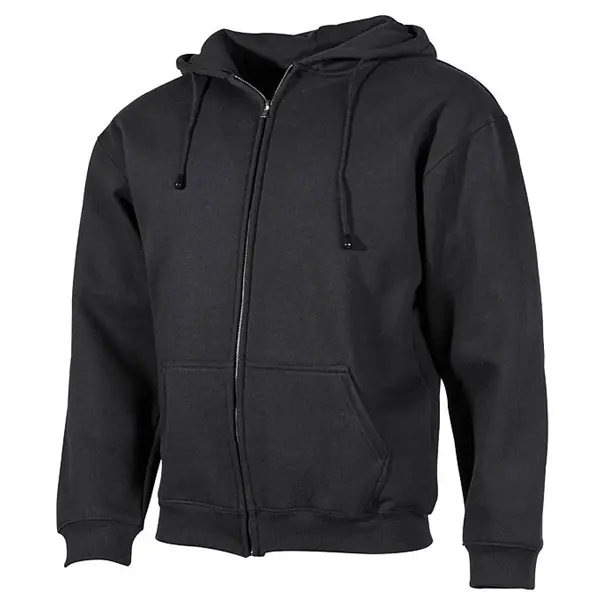 Mikina s kapucí PRO COMPANY na zip ČERNÁ Výprodej