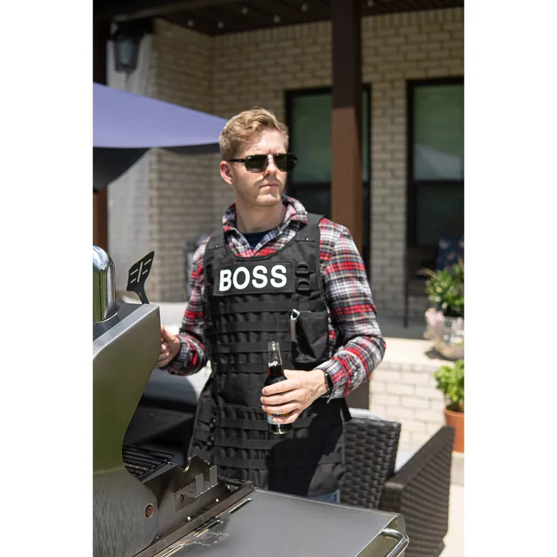 Zástěra taktická BBQ s karabinou a otvírákem ČERNÁ Nejprodávanější