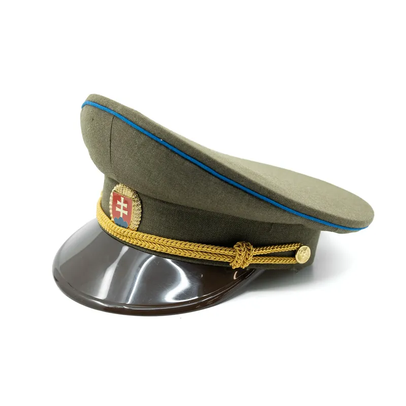 Brigadýrka důstojnická SK zlatý odznak, kšilt plast, modrá linka ZELENÁ Cenový Hit